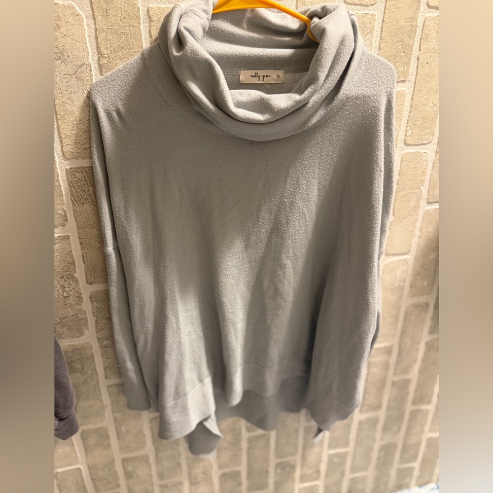 Molly Green Elegant Light Gray Cowl Neck Sweater